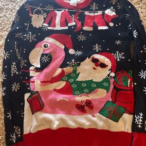 Festive Santa Flamingo Sweater